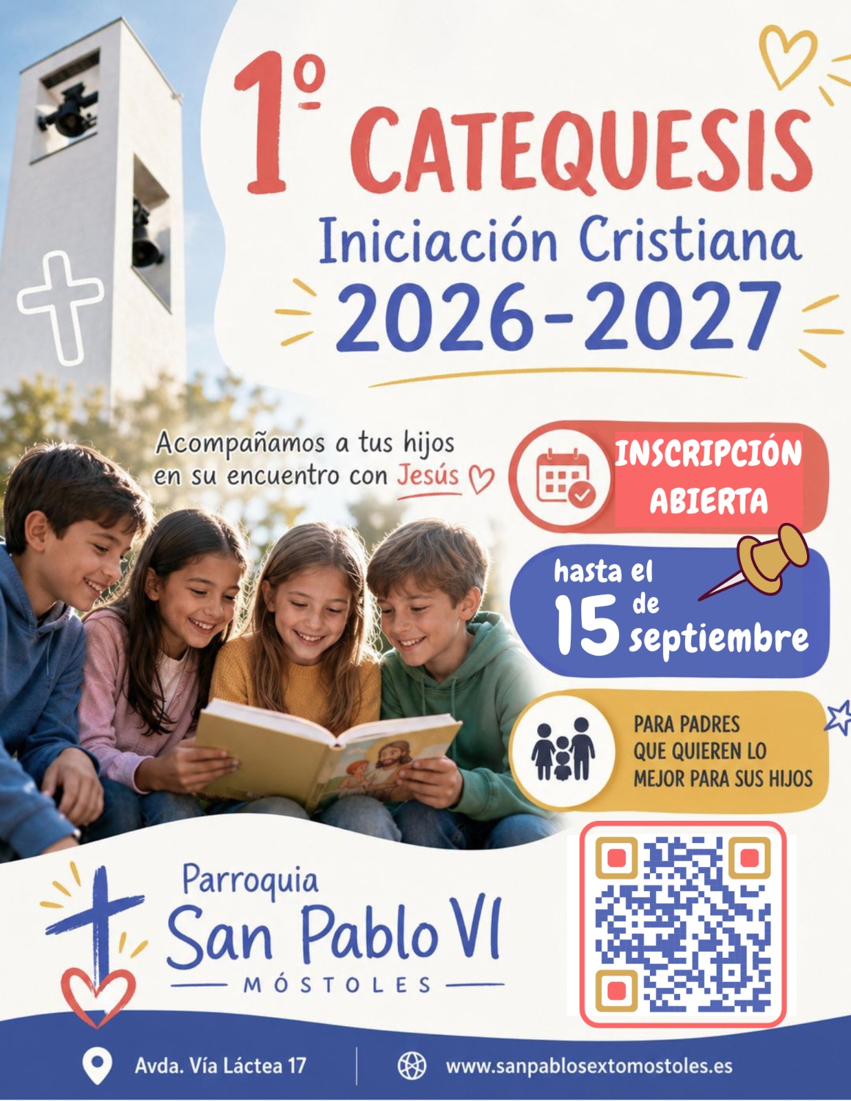 Cartel: Catequesis 1º de Comunión — Curso 2026/27